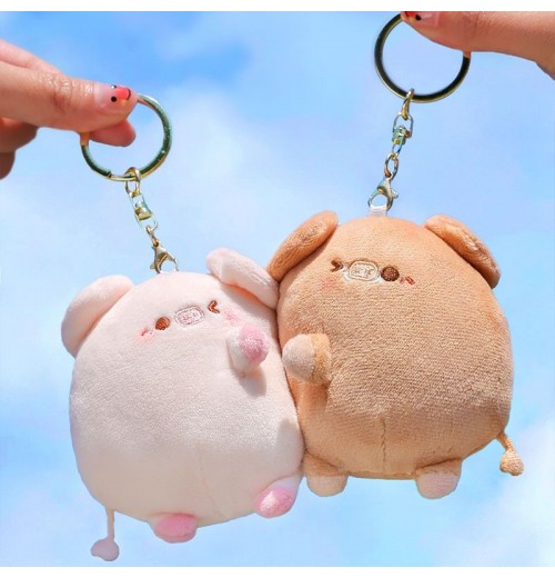 A Pair Of Piggy Plush Pendant Magnetic Suction Cute Doll Couple Key Chain Bag Decoration Valentine's Day Gift (7*9cm)