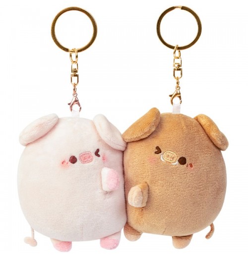 A Pair Of Piggy Plush Pendant Magnetic Suction Cute Doll Couple Key Chain Bag Decoration Valentine's Day Gift (7*9cm)