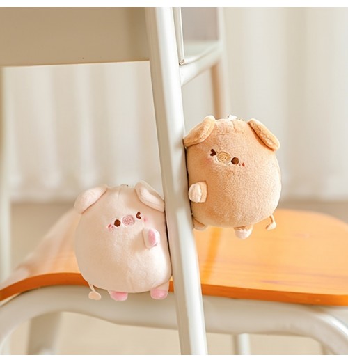 A Pair Of Piggy Plush Pendant Magnetic Suction Cute Doll Couple Key Chain Bag Decoration Valentine's Day Gift (7*9cm)