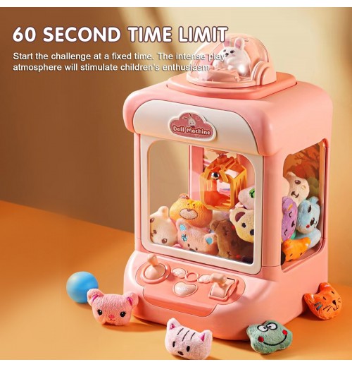 Children's Claw Machine Small Household Mini Clip Doll Machine Coin-operated Cool Mini Vending Machine Candy Boys And Girls Stall Toys (10 Dolls+10 Eggs)